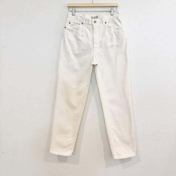 St. John Denim High Rise Straight Leg Signature Jeans Luxury Casual White 10 - Picture 1 of 11